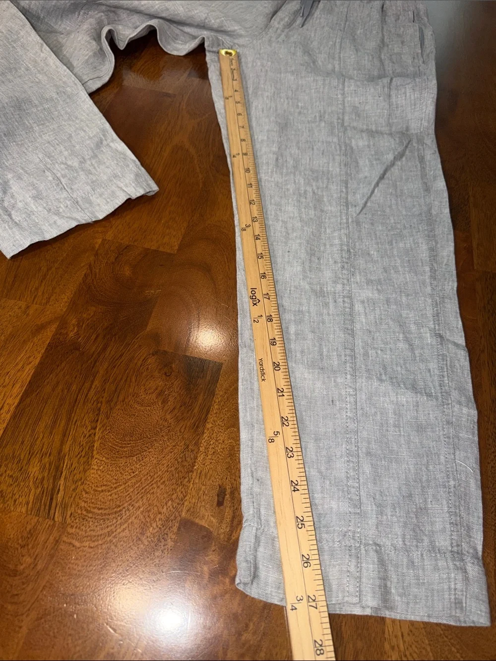 Athleta Light Gray Drawstring Linen-Blend Chinos 100%linen SP